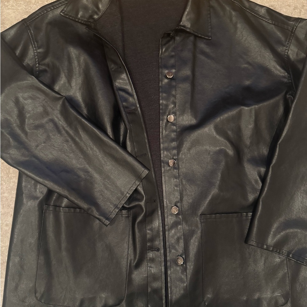 SHEIN Black Leather Jacket Classic Style